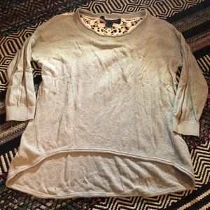 French connection 3/4 sleeve top with lace back - Med